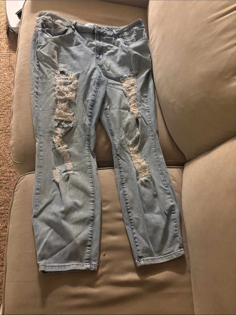 Judy Blue Light Blue Distressed Boyfriend Jeans